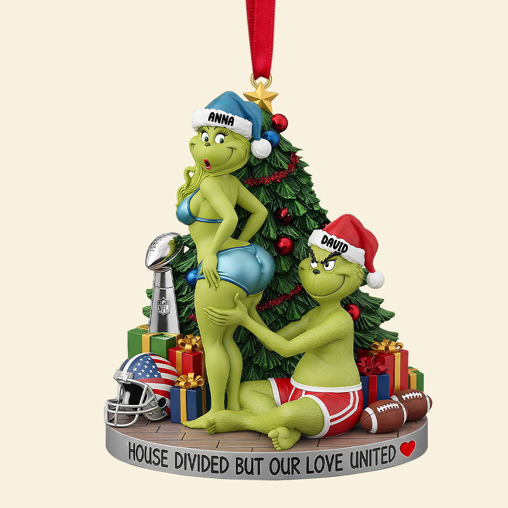 Green Monster Couple - House Divided Ornament - Personalized Christmas Gifts - Image 4