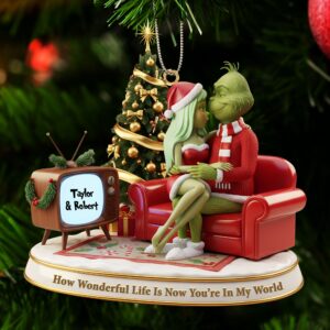 Alternative view of Green Monster Couple Ornament - Personalized Gift For Couple Christmas Ornament 07PATI231025