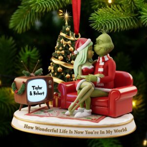 Green Monster Couple Ornament - Personalized Gift For Couple Christmas Ornament 07PATI231025