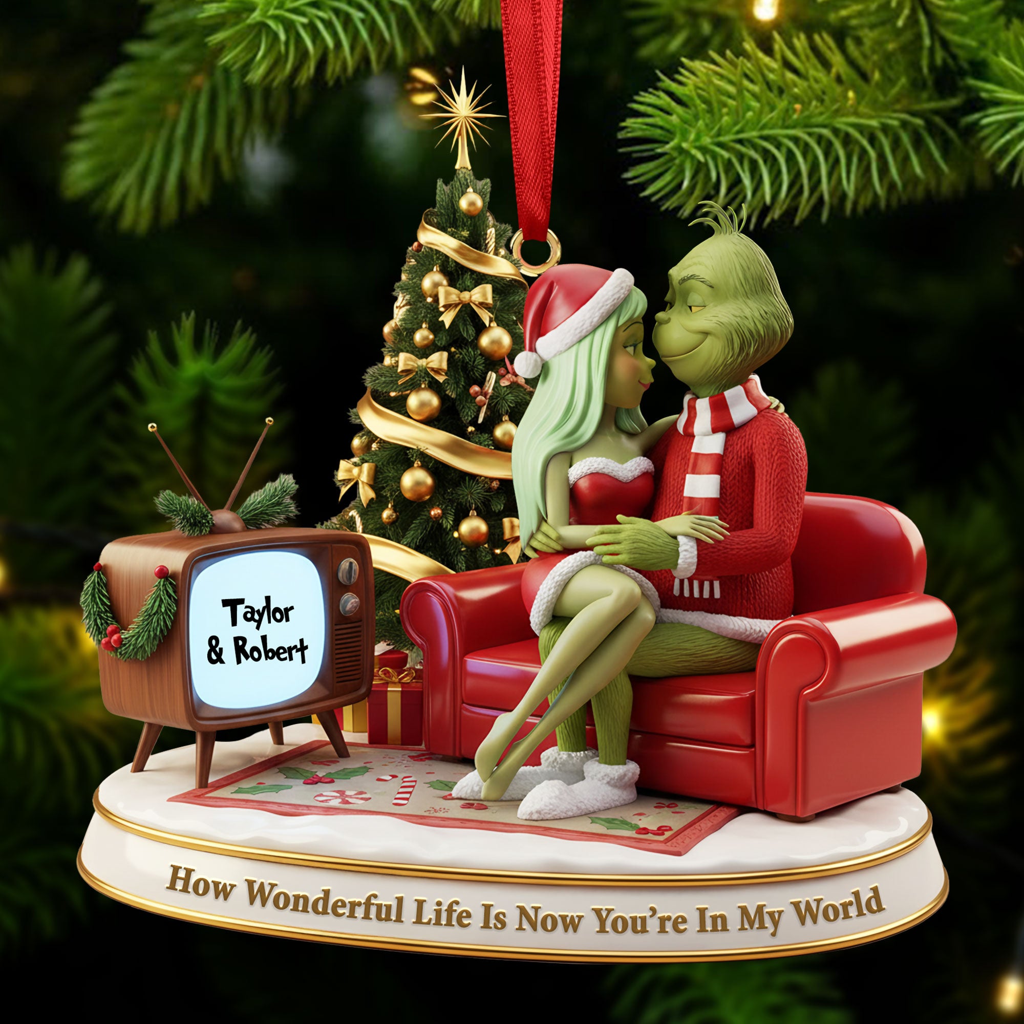 Green Monster Couple Ornament - Personalized Gift For Couple Christmas Ornament 07PATI231025