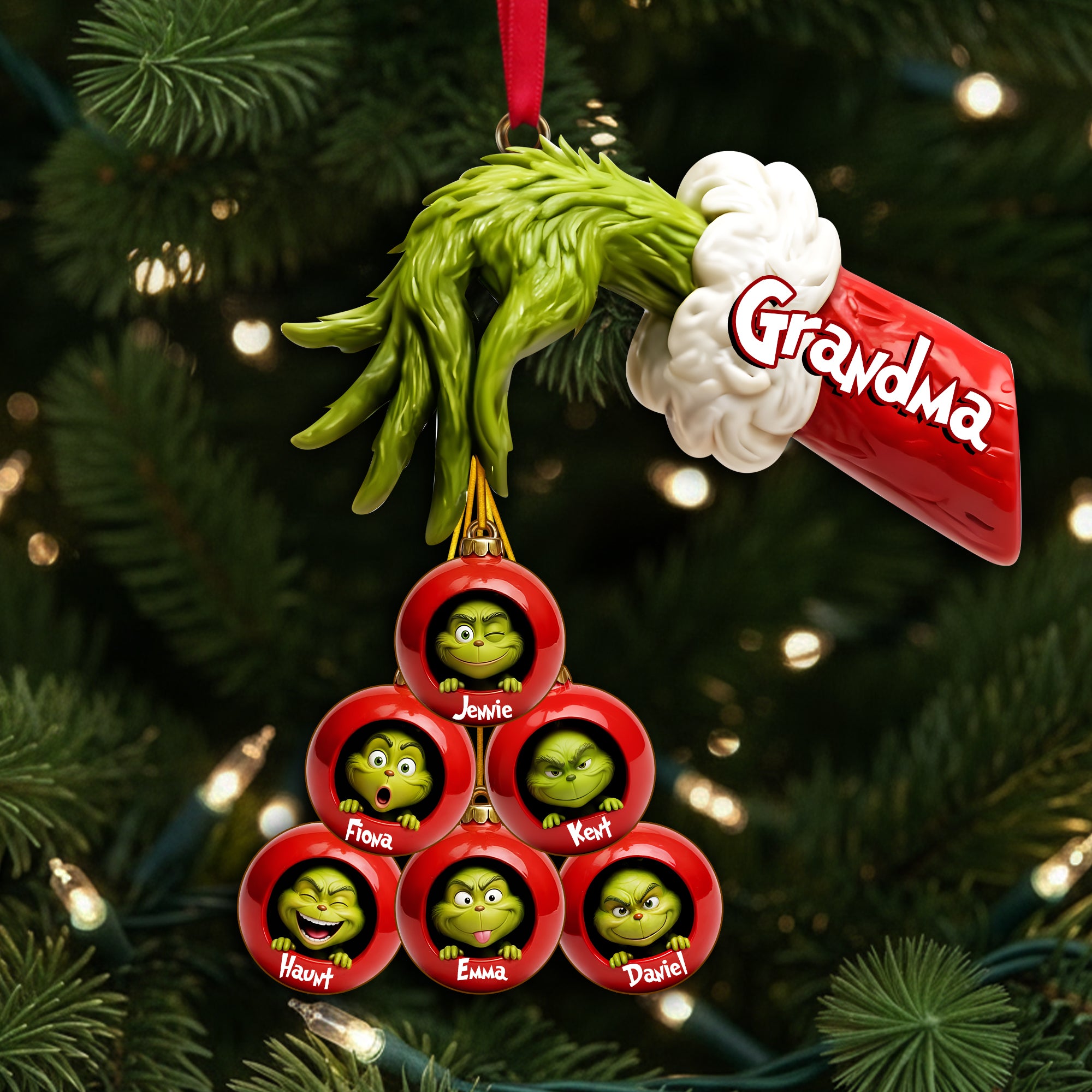 Green Monster Family Ornament - Personalized Gifts For Family Christmas Ornament 05QHLU170925 - Image 4