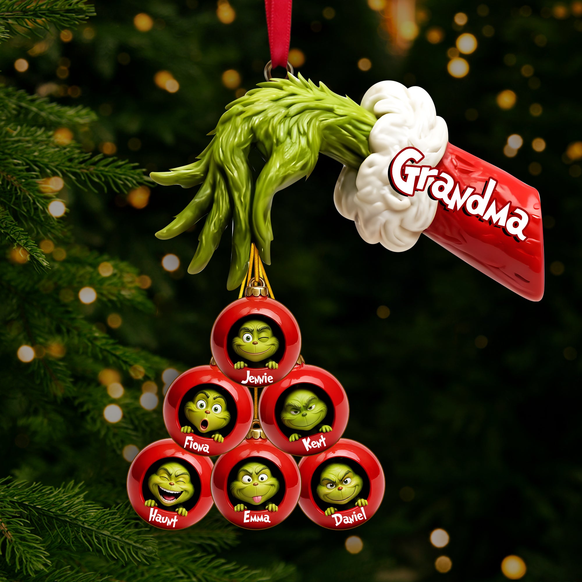 Green Monster Family Ornament - Personalized Gifts For Family Christmas Ornament 05QHLU170925 - Image 3