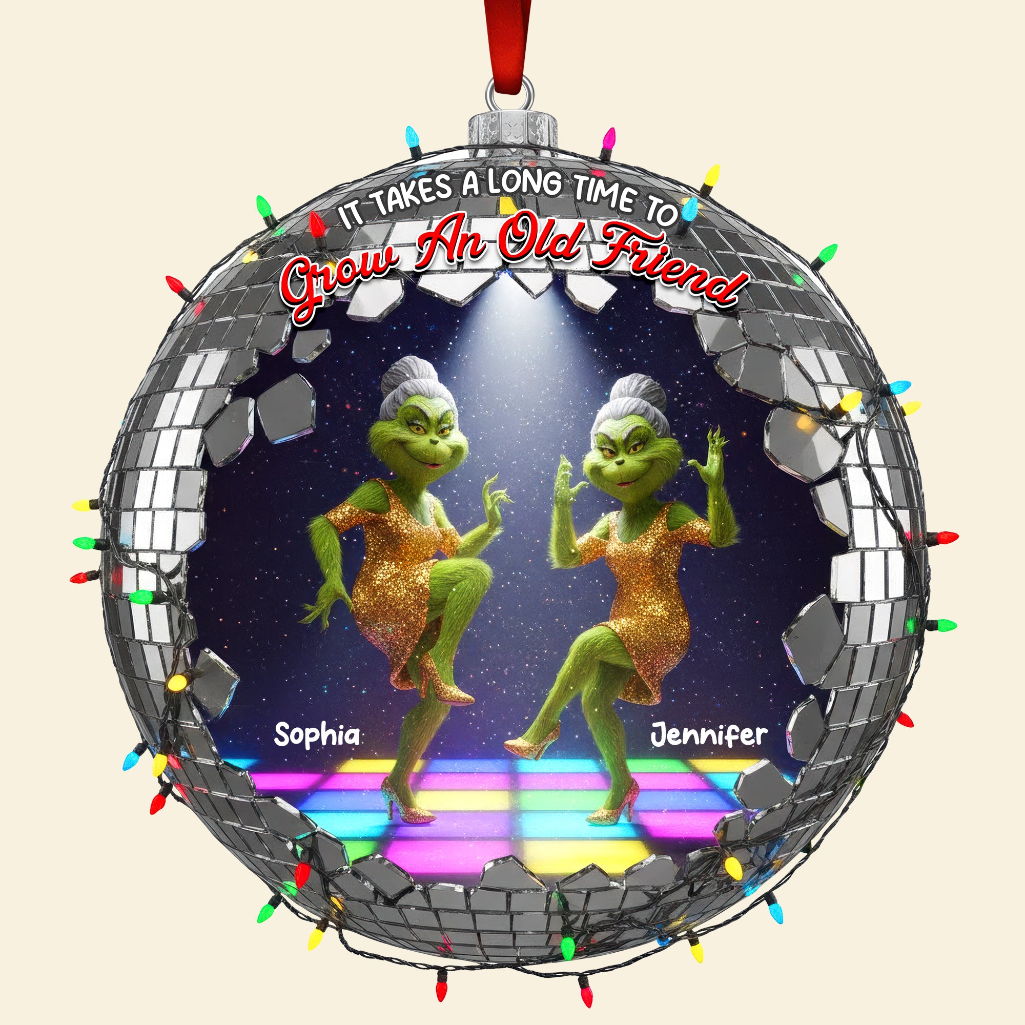 Green Monster Friends Acrylic Ornament - Personalized Gift For Besties 01TOQN051125 - Image 4