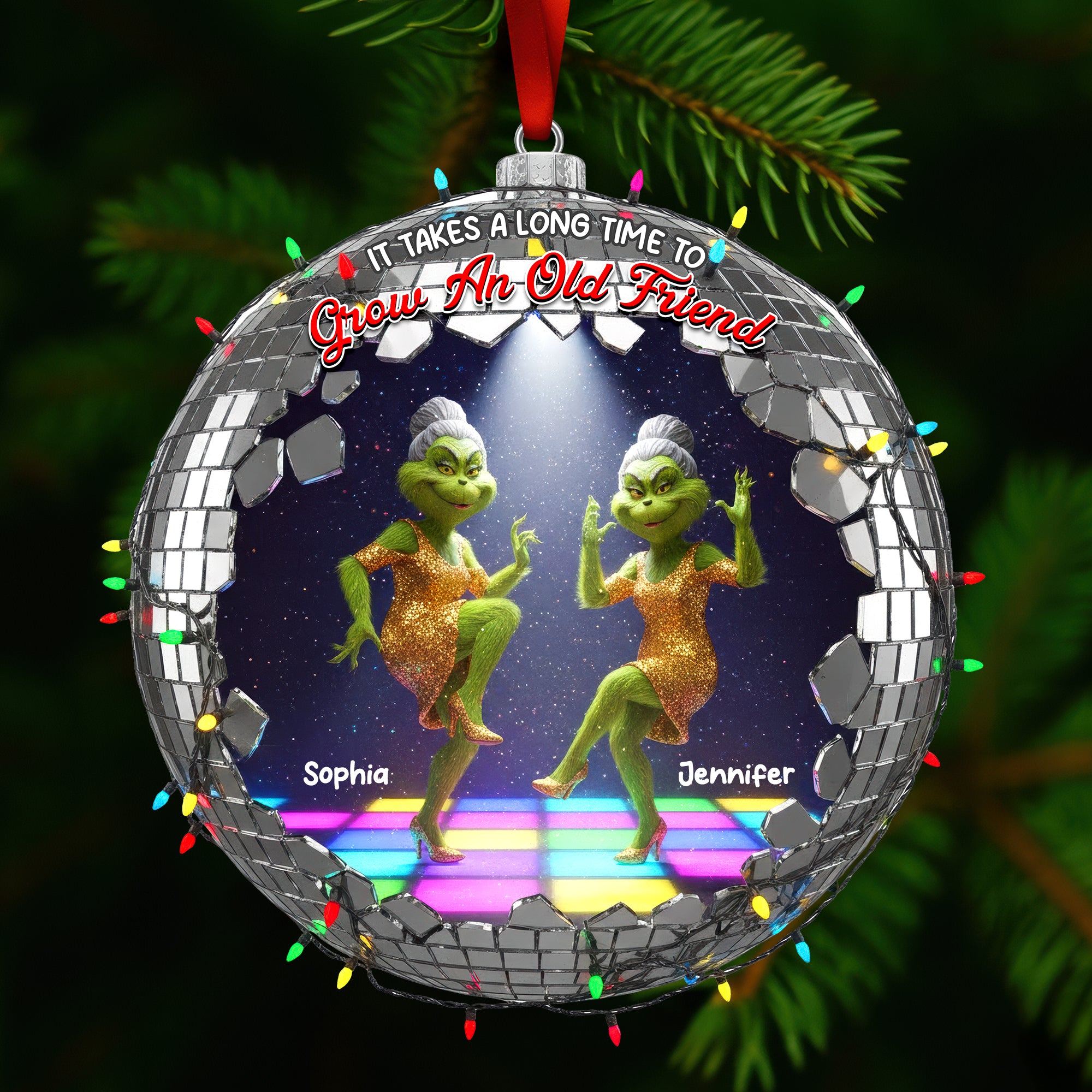 Green Monster Friends Acrylic Ornament - Personalized Gift For Besties 01TOQN051125 - Image 3