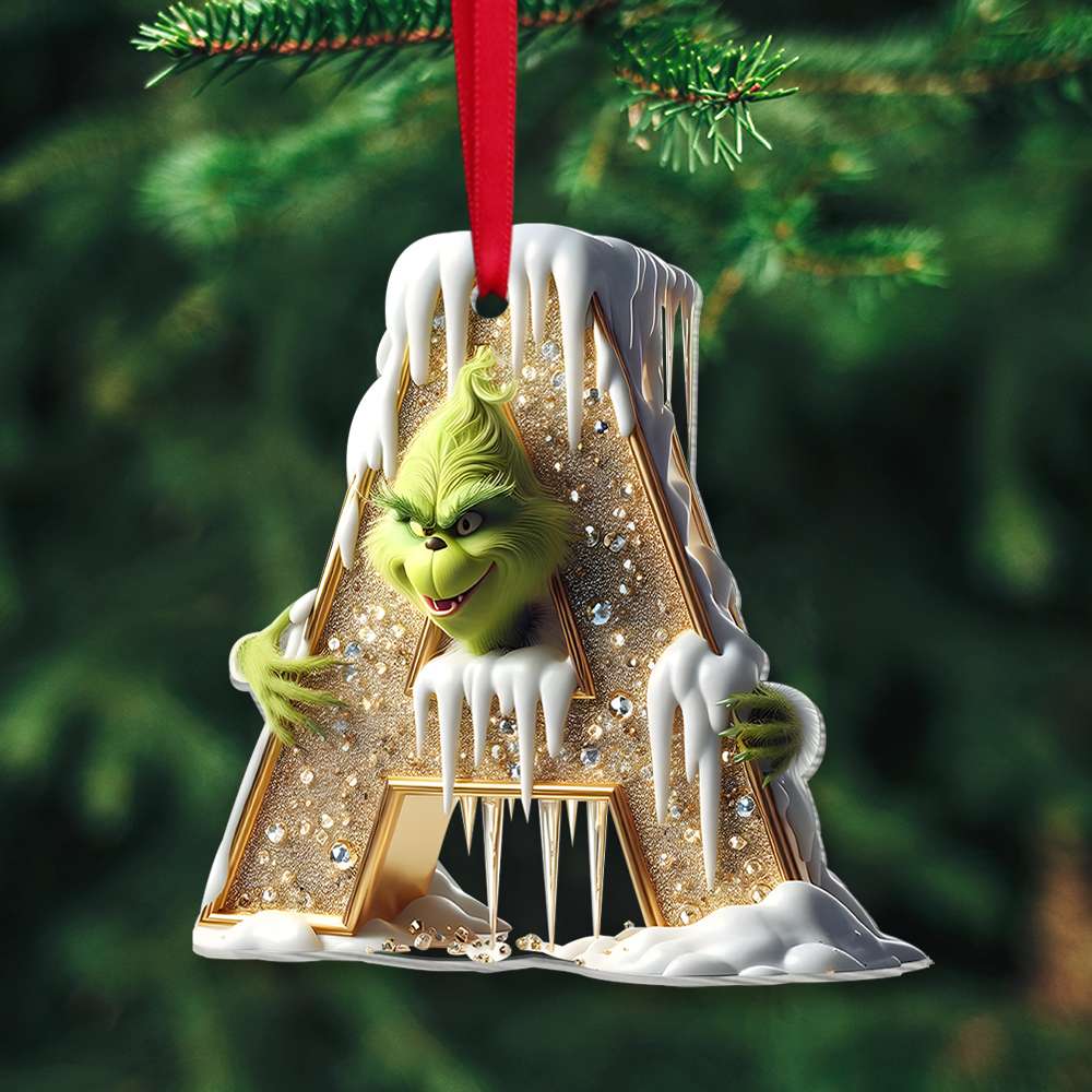 Green Monster Ornament - Custom Alphabet Letter Gifts