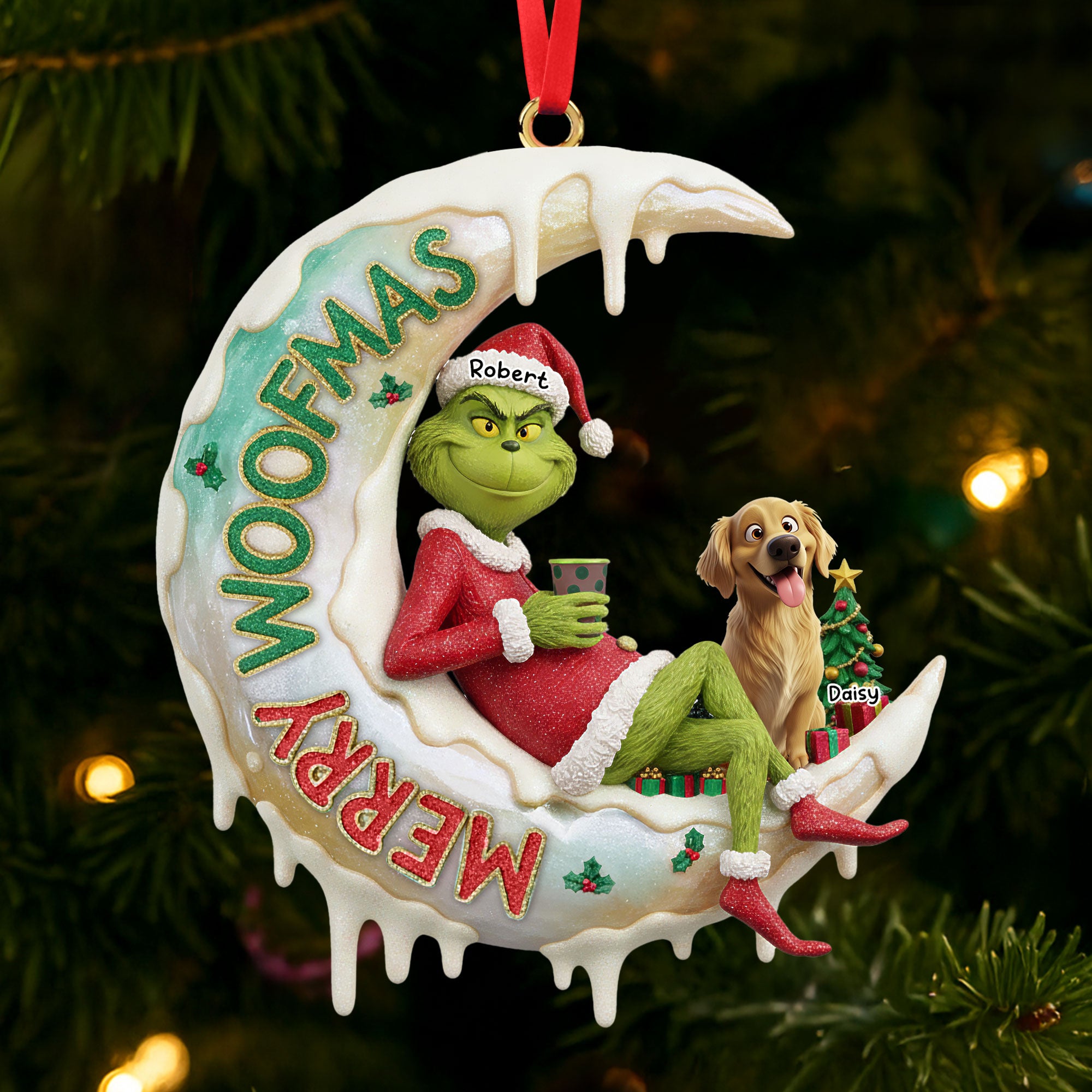 Green Monster Ornament - Personalized Gifts For Dog Lovers 03ohti250925
