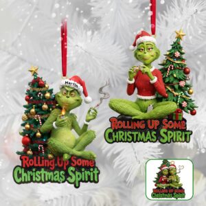 Green Monster Smoker Couple Ornament - Personalized Gift For Couple Christmas Ornament 02HYMG091025