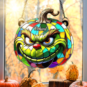 Alternative view of Green Pumpkin Suncatcher Ornament - Personalized Gifts For Movie Fans 05tgqn080825