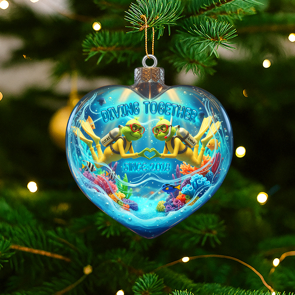 Green Scuba Diving Couple Ornament - Personalized Gifts For Scuba Diving Couple 01qhtn260925 - Image 3