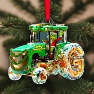 Alternative view of Green Tractor Initials Ornament - Personalized Christmas Gifts For Tractor Lovers 01TGLU110925
