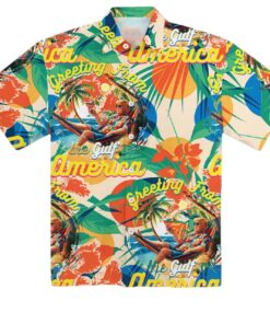 Alternative view of Greeting From The Gulf Of America Hawaiian Shirt