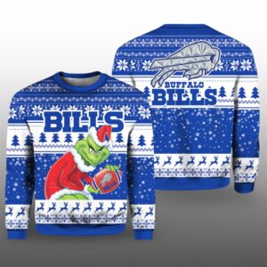 Grnch Bills 2025 2026 Rivalries Cold Front Christmas Ugly Sweater - Grishko.com
