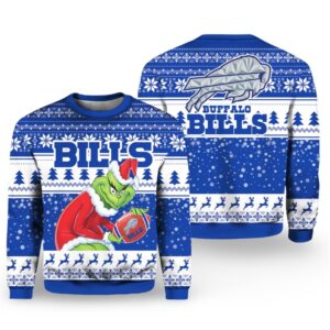 Alternative view of Grnch Bills 2025 2026 Rivalries Cold Front Christmas Ugly Sweater - Grishko.com