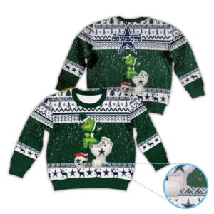 Alternative view of Grnch Eagles vs Cowboys Ugly Christmas Sweater