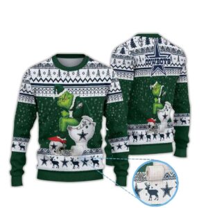 Grnch Eagles vs Cowboys Ugly Christmas Sweater