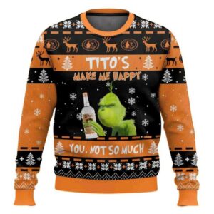 Grnch Tito's Make Me Happy Ugly Christmas Sweater
