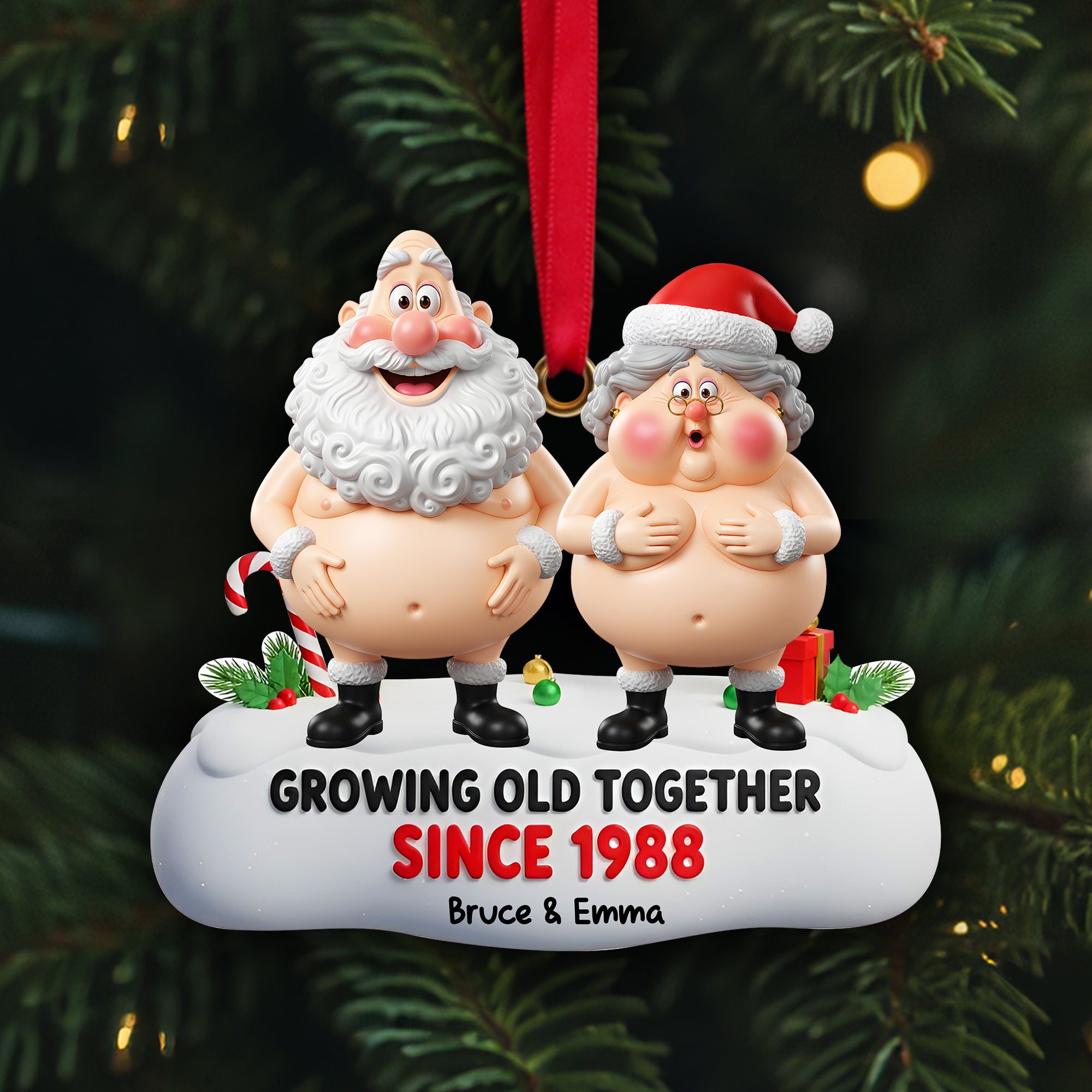 Growing Old Couple Ornament - Personalized Funny Gifts For Couple 04OHLU031025 - Image 4