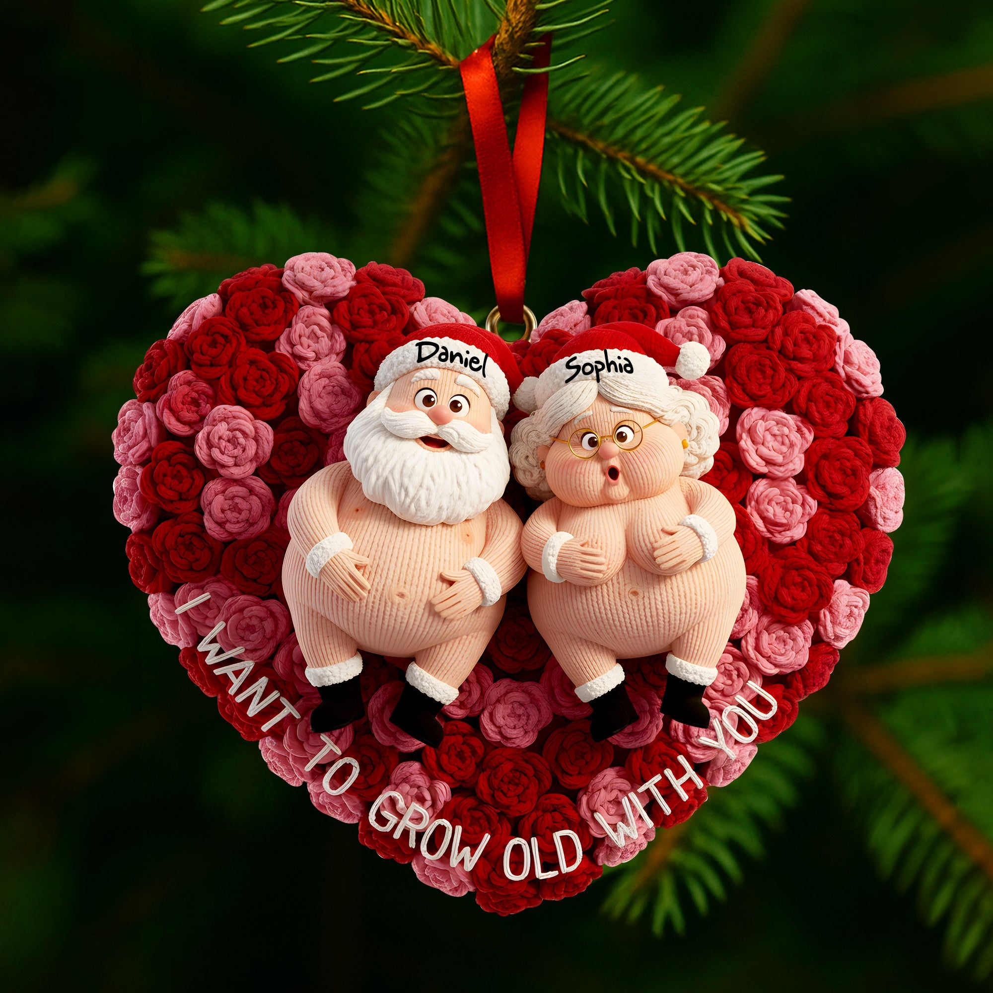 Growing Old Couple Ornament - Personalized Gifts For Couples 07OHLU231025 - Image 3