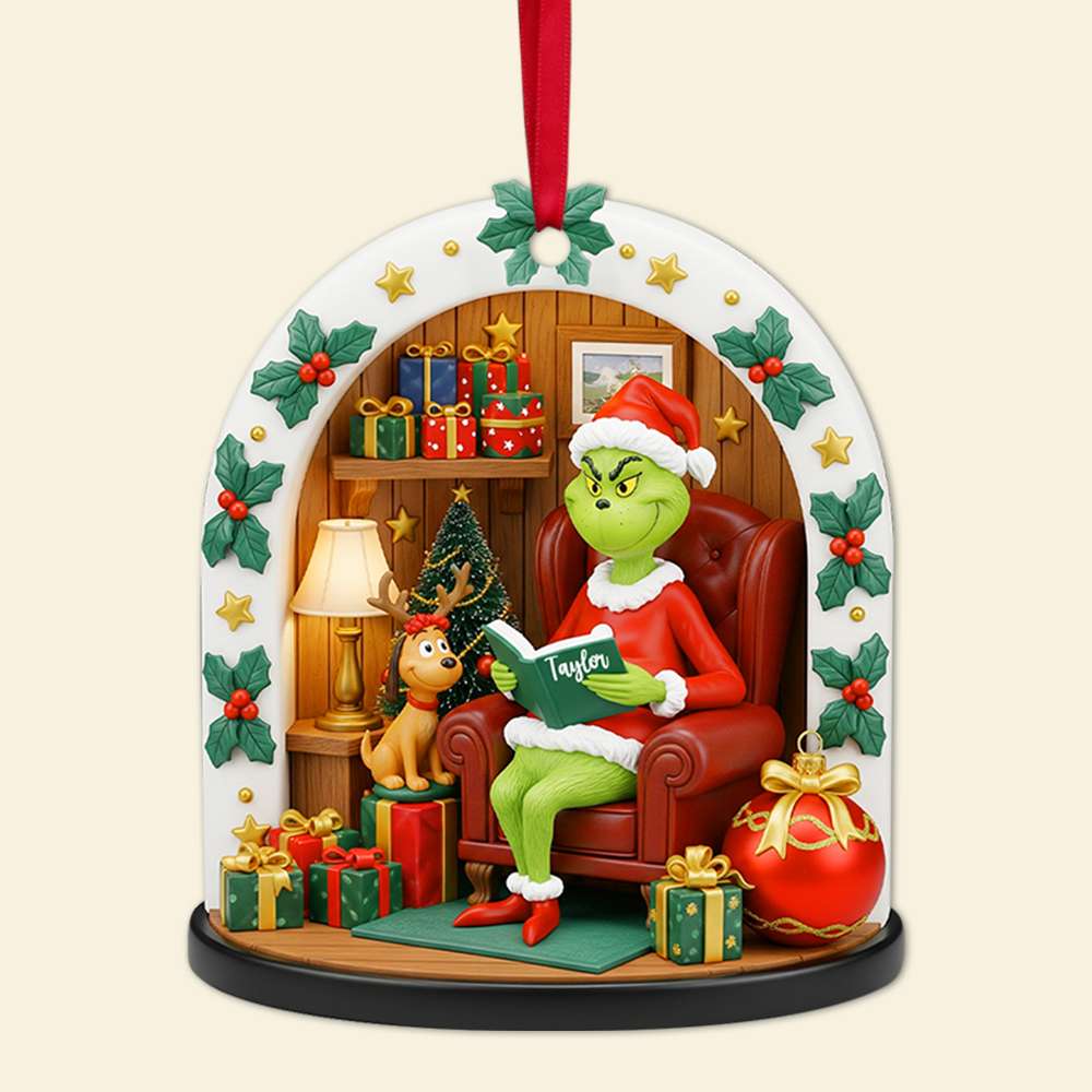 Grumpy Green Reader Ornament - Personalized Christmas Gifts For Book Lovers 04PGLU120825 - Image 4