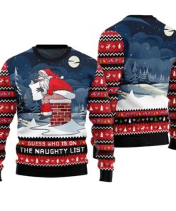 Alternative view of Guess Who On Naughty List Santa Ugly Christmas Sweater 