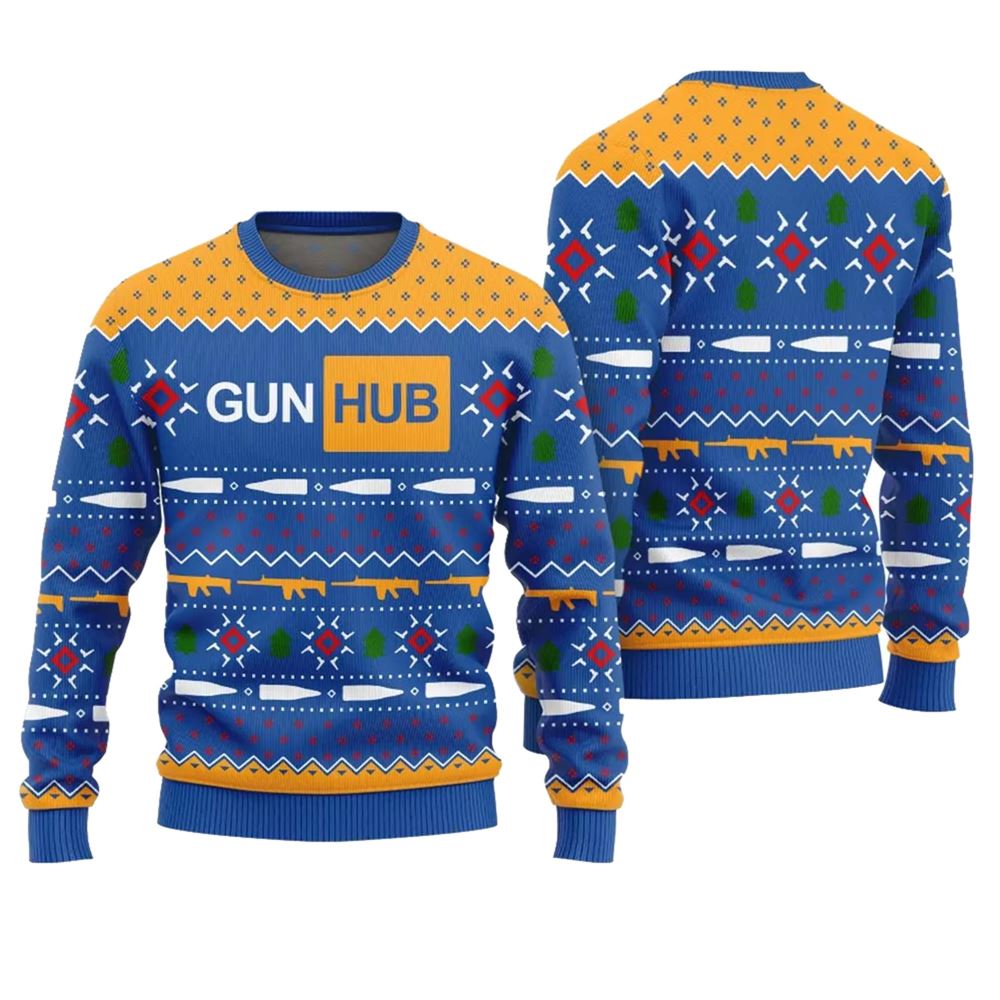 Gun Hub Funny Ugly Christmas Sweater - Grishko.com