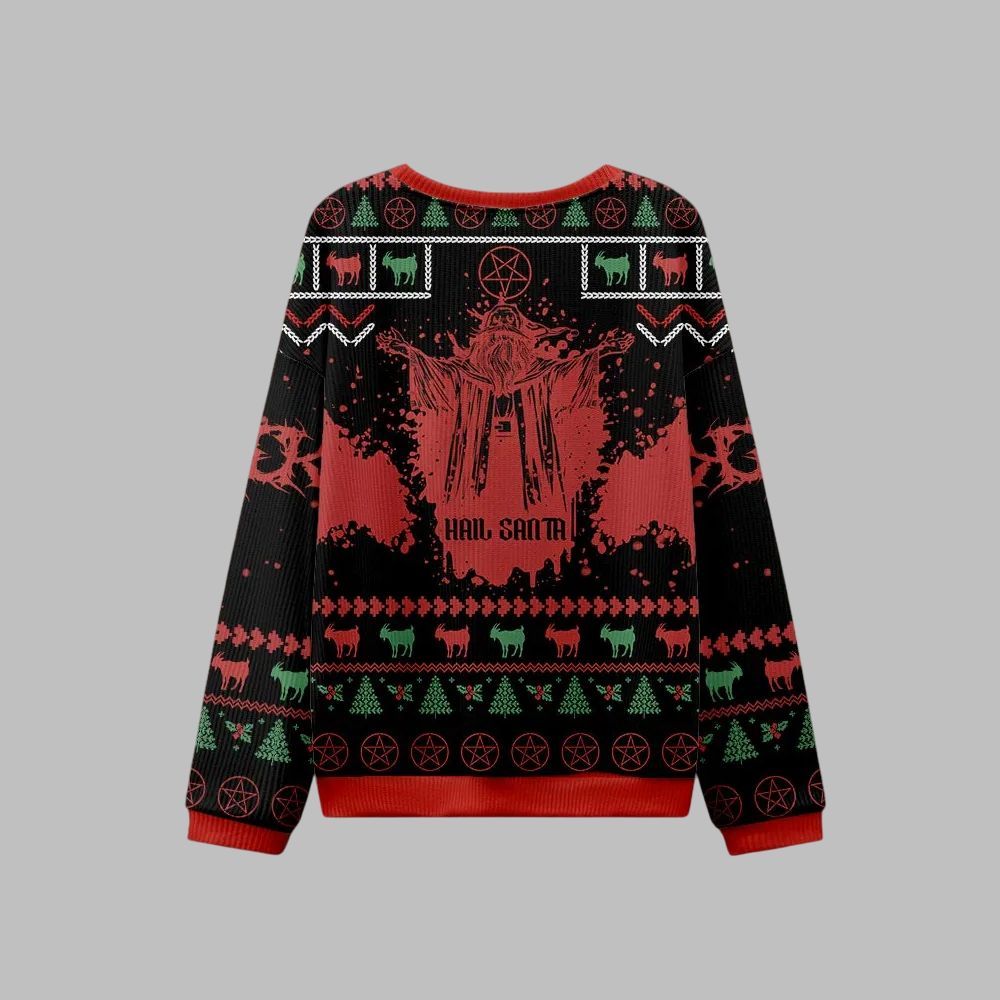 Hail Santa Occult Ugly Sweater 2025 Christmas - Image 3