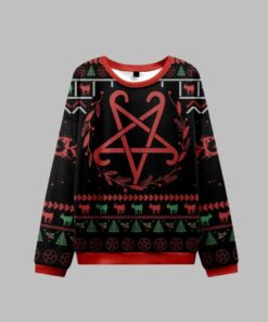 Alternative view of Hail Santa Occult Ugly Sweater 2025 Christmas 