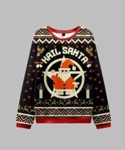 Alternative view of Hail Santa Retro Ugly Sweater 2025 Christmas 