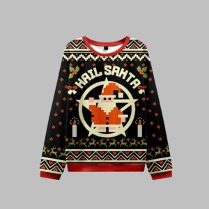 Alternative view of Hail Santa Retro Ugly Sweater 2025 Christmas - Grishko.com