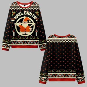 Hail Santa Retro Ugly Sweater 2025 Christmas - Grishko.com