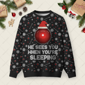 HAL 9000 Ugly Christmas Fuzzy Fleece Sweatshirt
