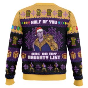 Alternative view of Half of You Are On The Naughty List Thanos Marvel Ugly Christmas Sweater