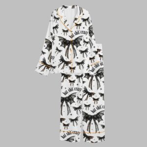 Alternative view of Halloween Bat Shit Crazy Gothic Coquette Bow Pajama Set