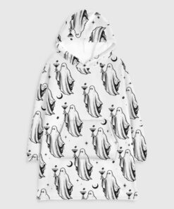 Halloween Ghost Cocktail Espresso Martini Flannel Blanket Hoodie