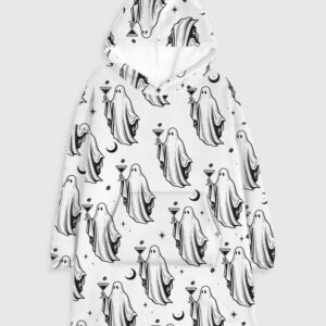 Halloween Ghost Cocktail Espresso Martini Flannel Blanket Hoodie