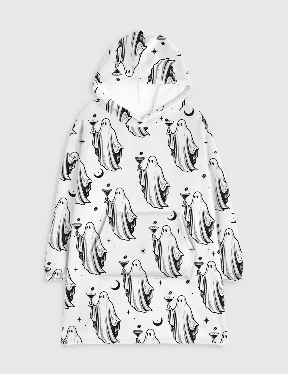 Halloween Ghost Cocktail Espresso Martini Flannel Blanket Hoodie