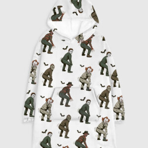 Halloween Twerk Or Treat Horror Characters Dancing Killer Flannel Blanket Hoodie