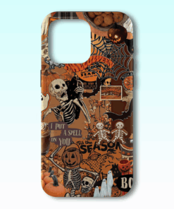 Halloween IPhone Case, Cute Ghost Case iphone, Retro Postage Stamp Case, Spooky Gothic Phone Cover, iPhone 16 15 14 13 12 11 Pro Max