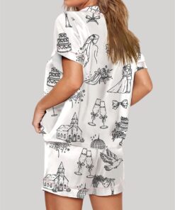 Alternative view of Hand Drawn Wedding Icons Champagne Wedding Timeline Pajama Set