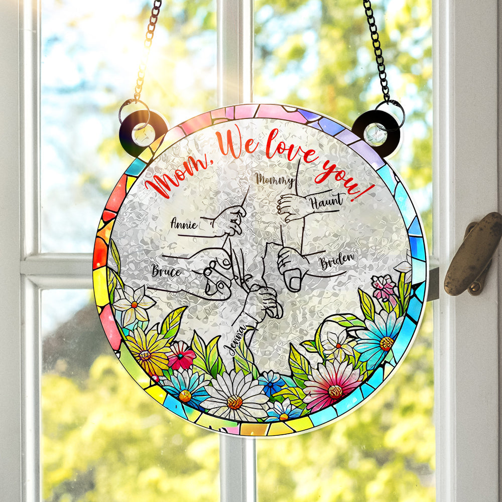 Hand In Hand Window Hanging Suncatcher Ornament - Personalized Gift For Mom 03XQLU280325