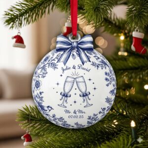 Happily Engaged Couple Ornament - Personalized Christmas Gifts For Couples 01PGLU060925