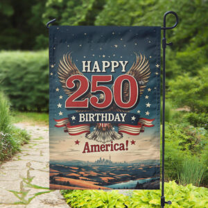 Alternative view of Happy 250 Birthday America Garden Flag TH10 894785