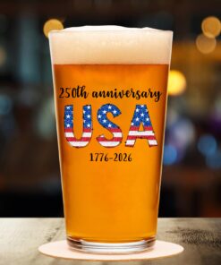 Alternative view of Happy 250 Years Birthday USA Glass | America Anniversary | 4th of July Glass | Independence Day Whiskey Glass Beer Glass