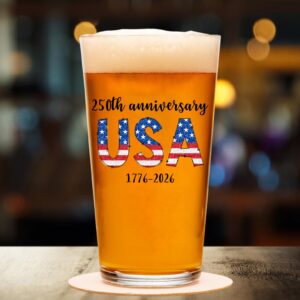 Alternative view of Happy 250 Years Birthday USA Glass | America Anniversary | 4th of July Glass | Independence Day Whiskey Glass Beer Glass 682482