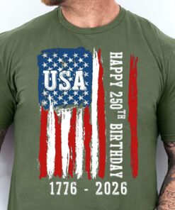 Alternative view of Happy 250 Years Birthday USA Shirt | Patriotic 4th of July 1776-2026 T-Shirt | America 250th Anniversary | Independence Day Shirt