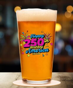 Alternative view of Happy 250 Years Birthday USA Whiskey Glass Beer Glass | America 250th Anniversary Glass | Patriotic 4th of July Glass