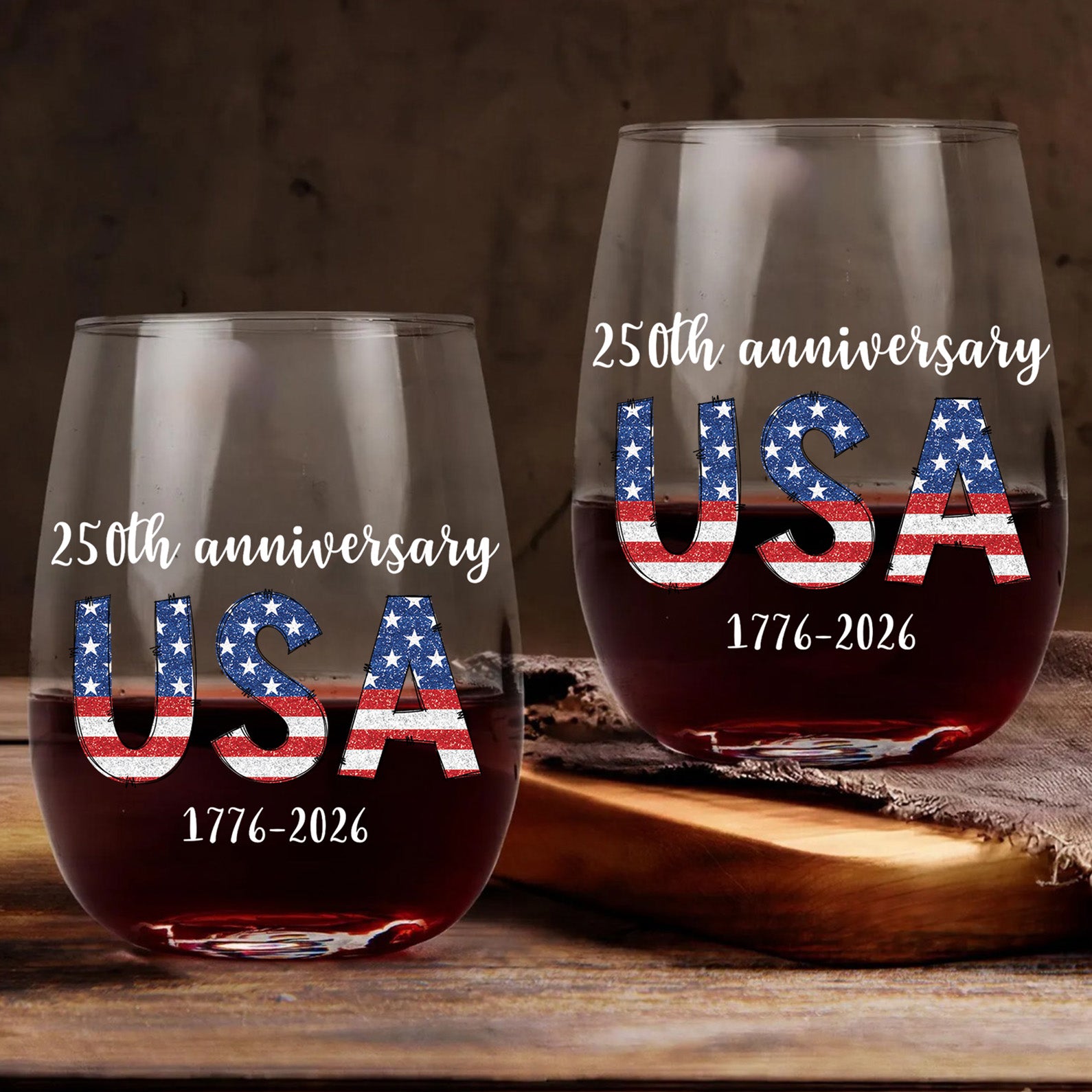 Happy 250 Years Birthday USA Wine Glass | America 250th Anniversary Glass | 4th of July Wine Glass | Independence Day Wine Glass 682482 - Image 5