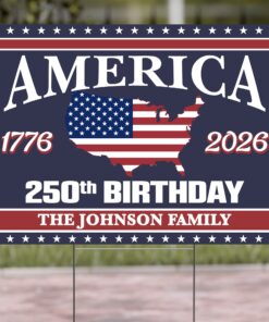 Alternative view of Happy 250 Years Birthday USA Yard Sign | America Anniversary Yard Sign | Patriotic 4th of July Yard Sign | Independence Day Yard Sign