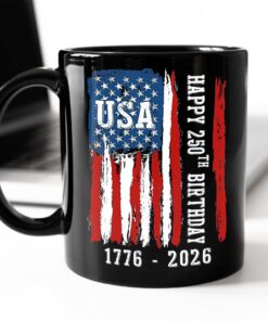 Alternative view of Happy 250th Birthday America Flag Black Mug