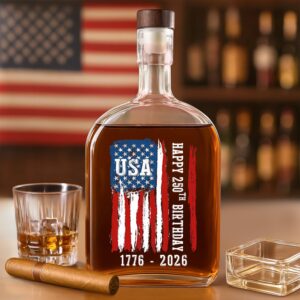 Happy 250th Birthday America Flag Whiskey Bottle LM32 895291